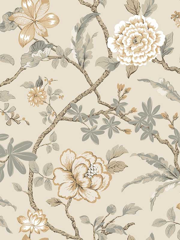 Courtyard Botanical wallpaper in neutral color - pattern number MX9655 - by Ronald Redding in the Astoria collection