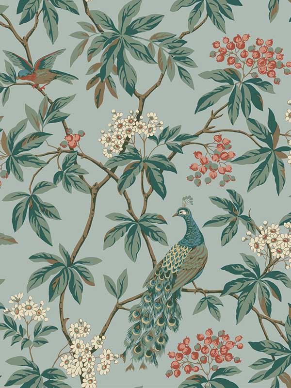 Peacock Estate fabric in blue color - pattern number MX9663 - by Ronald Redding in the Astoria collection