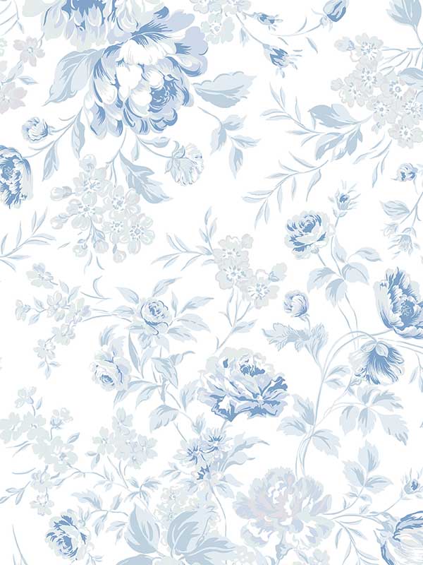 Romantic Rose wallpaper in blue color - pattern number 125109 - by Graham and Brown in the Rachel Ashwell Shabby Chic Collection collection