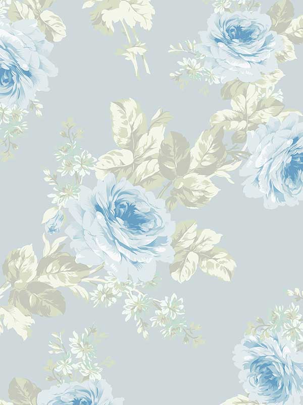 Royal Bouquet fabric in blue color - pattern number 125112 - by Graham and Brown in the Rachel Ashwell Shabby Chic Collection collection