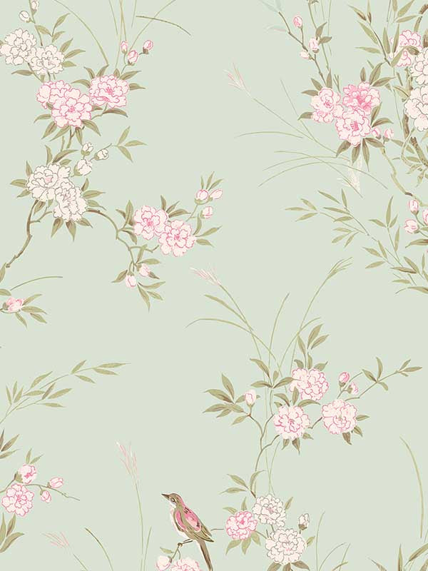 Bird Chinoiserie fabric in green color - pattern number 125120 - by Graham and Brown in the Rachel Ashwell Shabby Chic Collection collection