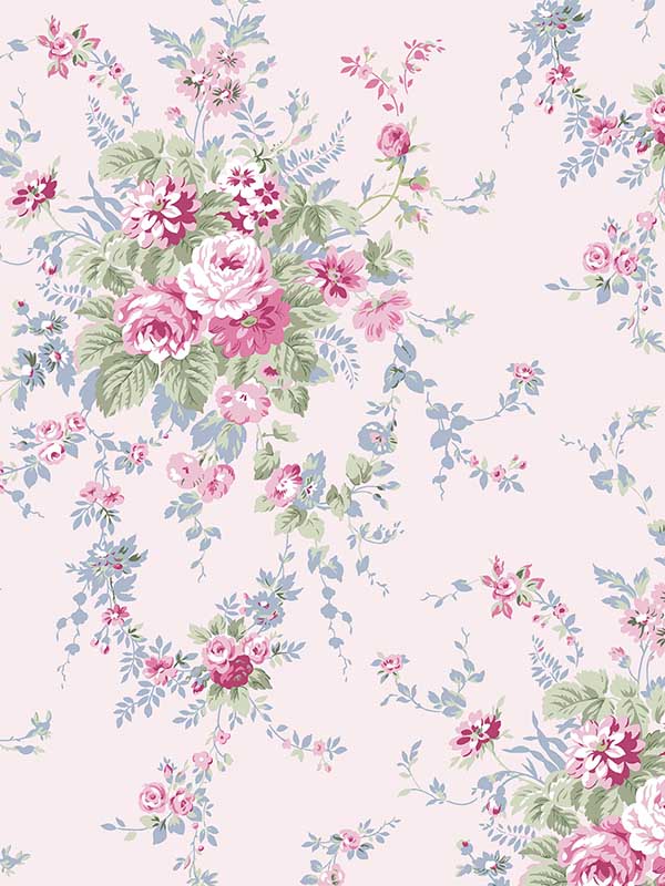 Garden Floral fabric in pink blue color - pattern number 125127 - by Graham and Brown in the Rachel Ashwell Shabby Chic Collection collection