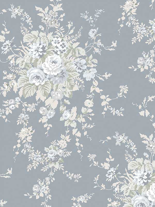 Garden Floral fabric in slate grey color - pattern number 125129 - by Graham and Brown in the Rachel Ashwell Shabby Chic Collection collection