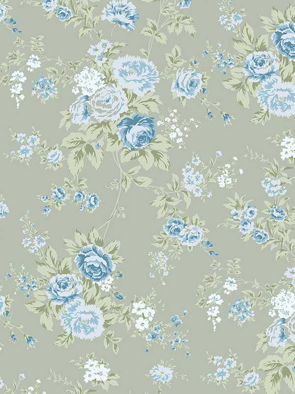 Wild Flower fabric in sage color - pattern number 125131 - by Graham and Brown in the Rachel Ashwell Shabby Chic Collection collection