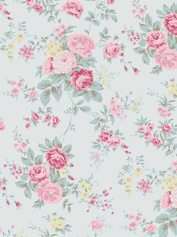 Wild Flower fabric in blue color - pattern number 125133 - by Graham and Brown in the Rachel Ashwell Shabby Chic Collection collection