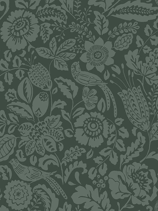 Marta Floral Trail fabric in green color - pattern number 4147-27362 - by A Street Prints in the Haberdashery collection