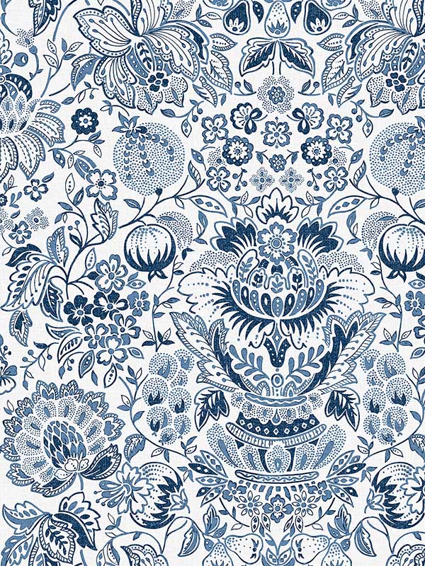 Blanche Floral Damask fabric in blue color - pattern number 4147-27372 - by A Street Prints in the Haberdashery collection