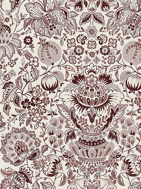 Blanche Floral Damask fabric in plum color - pattern number 4147-27373 - by A Street Prints in the Haberdashery collection