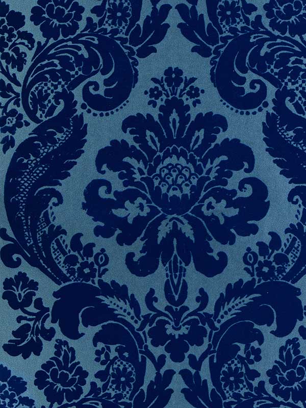 Shadow Flocked Damask wallpaper in blue color - pattern number 4147-87310 - by A Street Prints in the Haberdashery collection