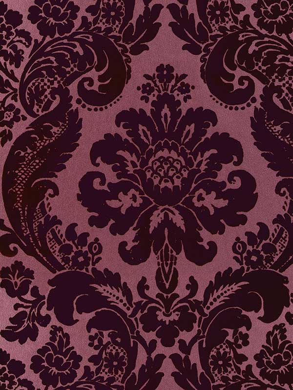 Shadow Flocked Damask wallpaper in merlot color - pattern number 4147-87315 - by A Street Prints in the Haberdashery collection