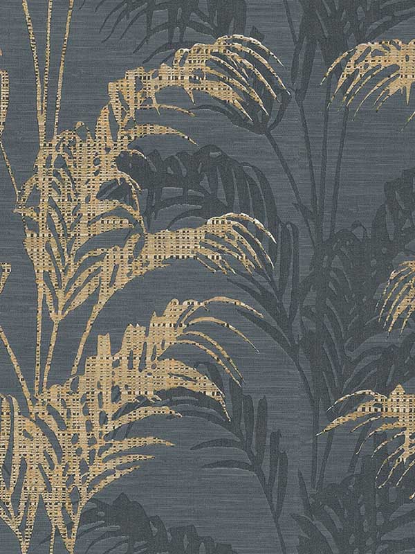 Rattan Palm wallpaper in charcoal color - pattern number 4168-17741 - by Advantage in the Kitchen and Bath 2 collection