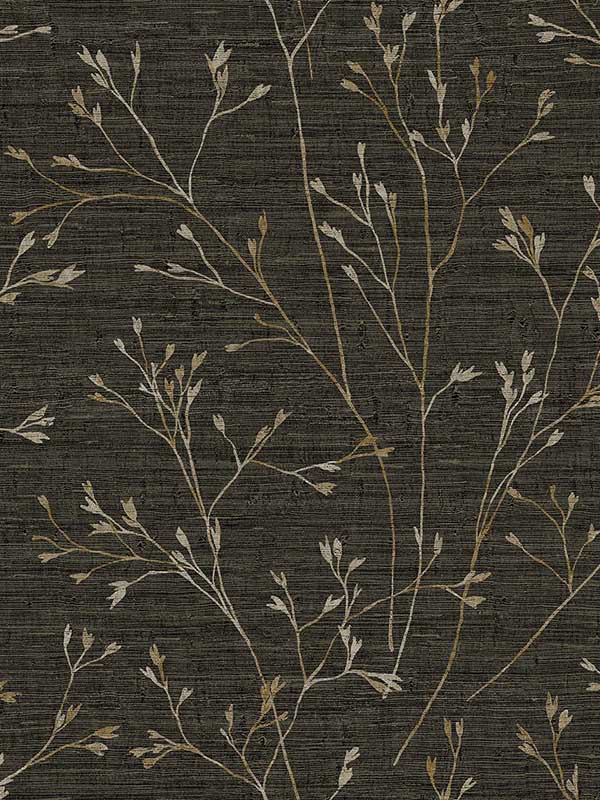 Withington Branch wallpaper in coffee color - pattern number TH90306 - by Seabrook in the Fibers and Threads collection
