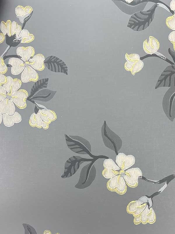 Blomma wallpaper in onyx color - pattern number WDR1027.WT.0 - by Winfield Thybony in the Archival Wallpaper Collection collection