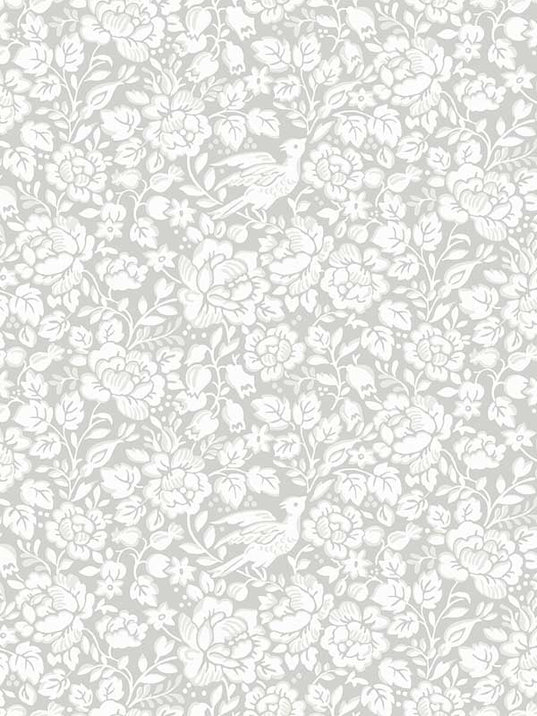 Birdie wallpaper in grey color - pattern number WDR1032.WT.0 - by Winfield Thybony in the Archival Wallpaper Collection collection