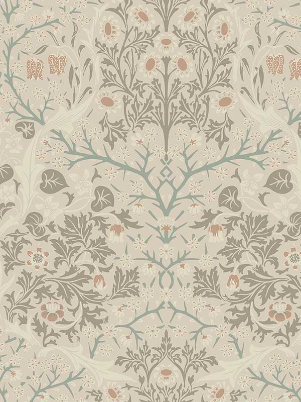 Victorian Garden Floral Prepasted fabric in lunar rock and clay color - pattern number EP10106 - by Seabrook in the Etten Prepasted Wallcovering collection
