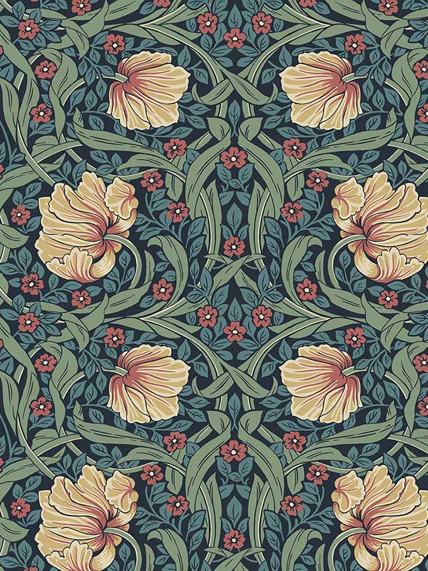 Pimpernel Garden Prepasted fabric in bluestone and clay color - pattern number EP10602 - by Seabrook in the Etten Prepasted Wallcovering collection