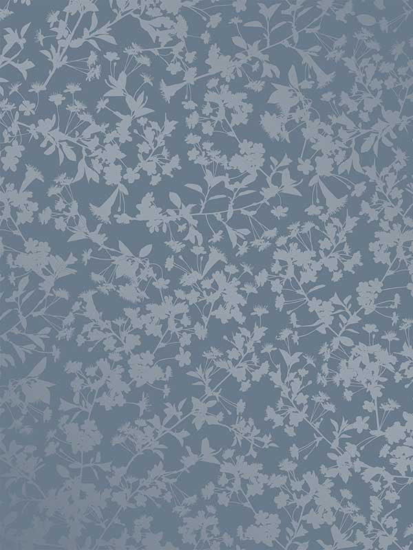 Shimmering Floral Canopy on Foil fabric in blue color - pattern number VRAD01-425 - by Veer Decor in the Adele collection