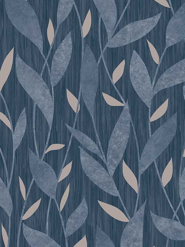 Dancing Leaves Trail fabric in blue color - pattern number VRAD01-765 - by Veer Decor in the Adele collection