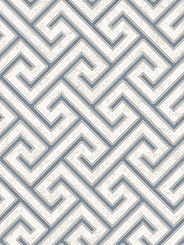 Greek Key XL fabric in blue color - pattern number VRAD01-945 - by Veer Decor in the Adele collection