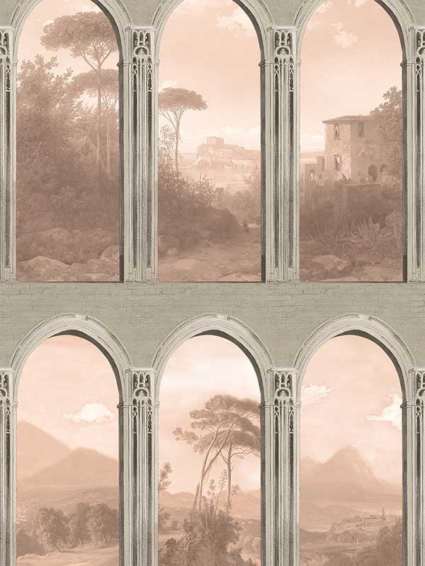 Exotic Vista Archway fabric in blush color - pattern number VRAD03-075 - by Veer Decor in the Adele collection