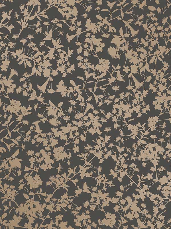 Shimmering Floral Canopy on Foil fabric in black color - pattern number VRAD09-425 - by Veer Decor in the Adele collection