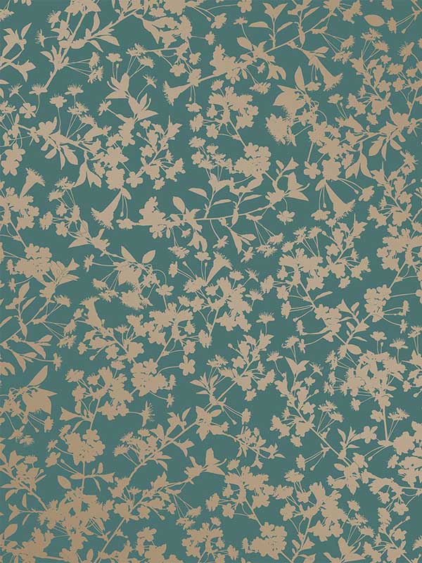 Shimmering Floral Canopy on Foil fabric in dark green color - pattern number VRAD24-425 - by Veer Decor in the Adele collection