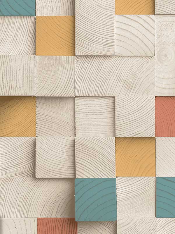 Wood Blocks Natural fabric in multi color - pattern number VRAR01-108 - by Veer Decor in the Artifice collection
