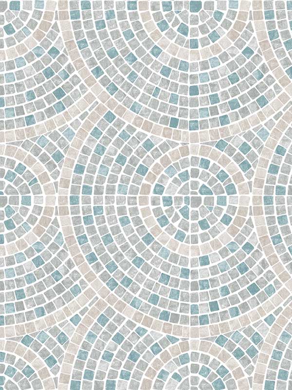 Mosaic Mirage fabric in blue color - pattern number VRAR01-367 - by Veer Decor in the Artifice collection