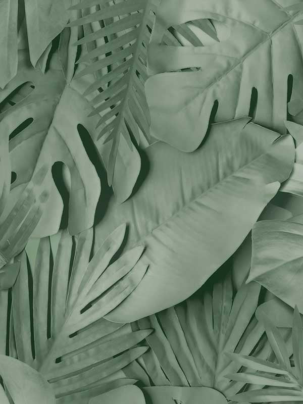 Photoreal Tropical Leaves fabric in green color - pattern number VRAR04-008 - by Veer Decor in the Artifice collection