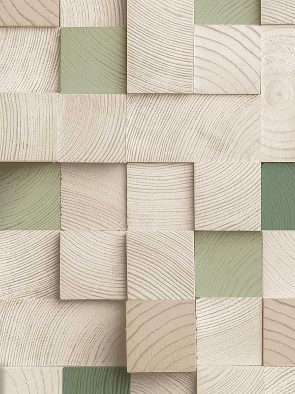 Wood Blocks Natural fabric in green color - pattern number VRAR04-108 - by Veer Decor in the Artifice collection