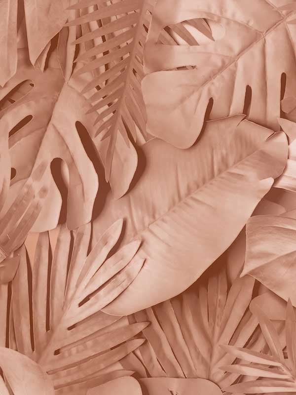 Photoreal Tropical Leaves fabric in terracotta color - pattern number VRAR05-008 - by Veer Decor in the Artifice collection