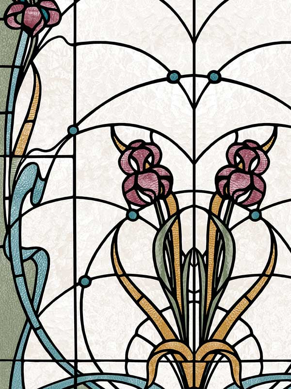 Floral Stained Glass fabric in red color - pattern number VRAR10-397 - by Veer Decor in the Artifice collection