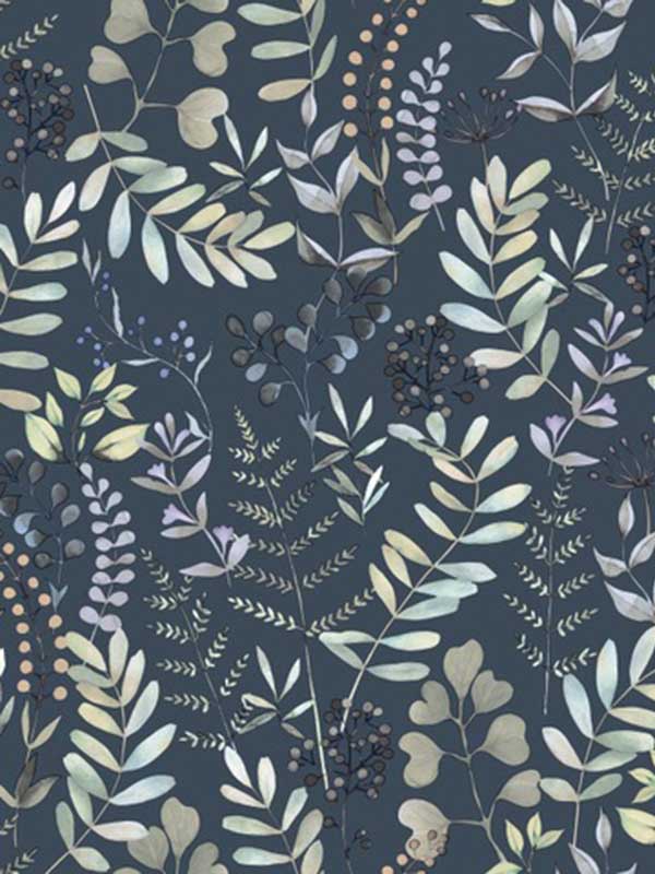 Olivia Botanical fabric in navy color - pattern number VRBT01-586 - by Veer Decor in the Botanique collection