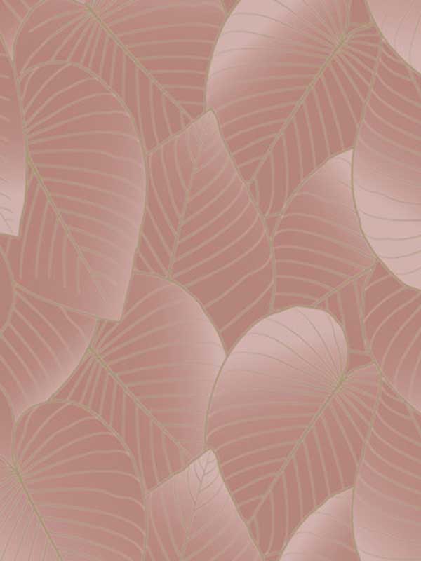 Graphic Leaves with Foil Accents fabric in blush color - pattern number VRBT03-212 - by Veer Decor in the Botanique collection