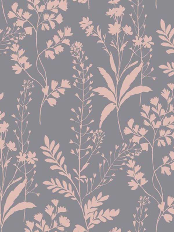 Wildflower Silhouettes fabric in black color - pattern number VRBT03-825 - by Veer Decor in the Botanique collection