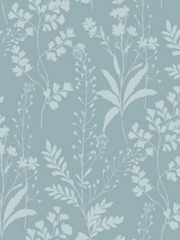 Wildflower Silhouettes fabric in turquoise color - pattern number VRBT04-825 - by Veer Decor in the Botanique collection
