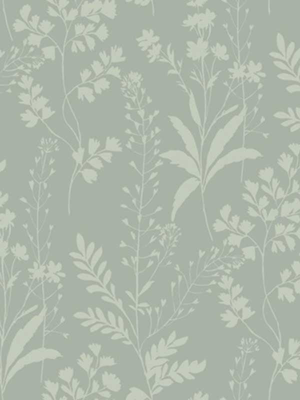Wildflower Silhouettes fabric in sage color - pattern number VRBT14-825 - by Veer Decor in the Botanique collection