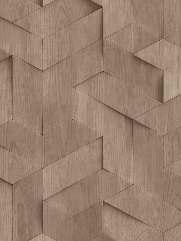 Geo Wood Block Illusion fabric in taupe color - pattern number VRBR08-447 - by Veer Decor in the Brut collection