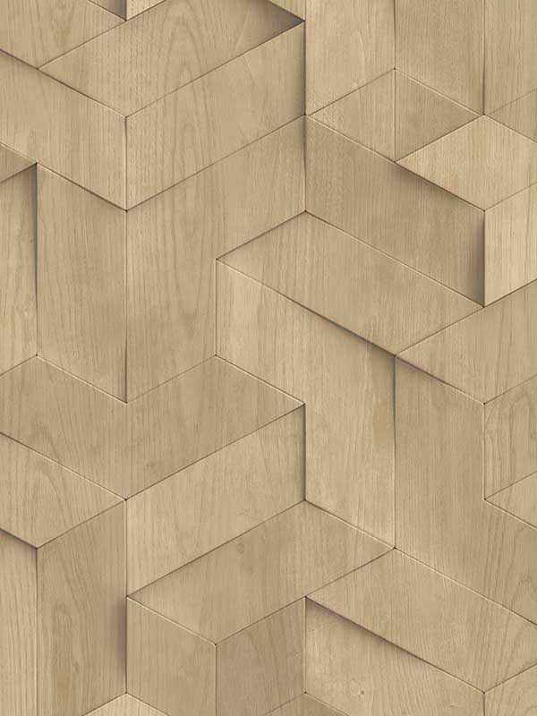 Geo Wood Block Illusion fabric in beige color - pattern number VRBR17-447 - by Veer Decor in the Brut collection