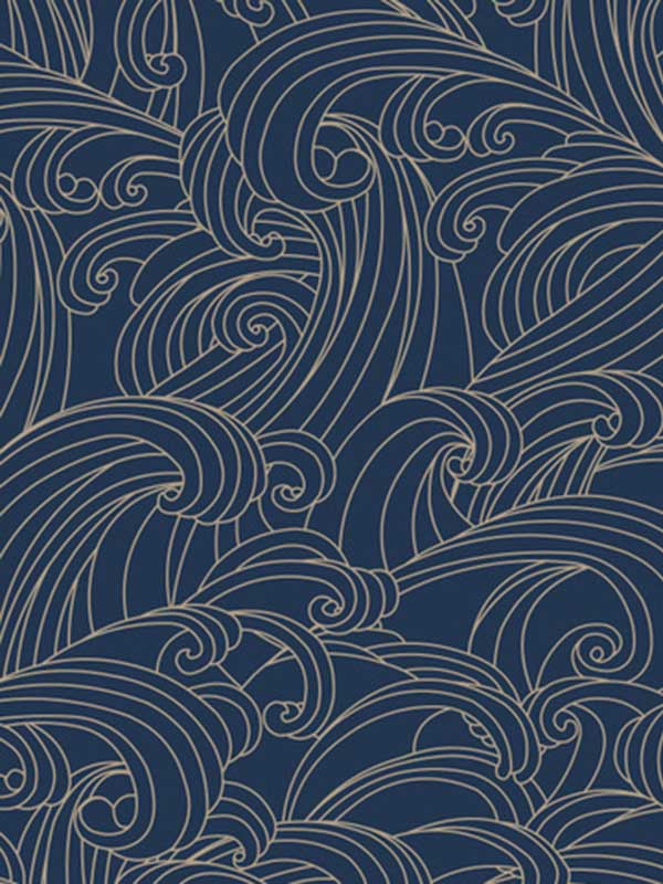 Big Wave fabric in blue color - pattern number VREL01-926 - by Veer Decor in the Elegance collection