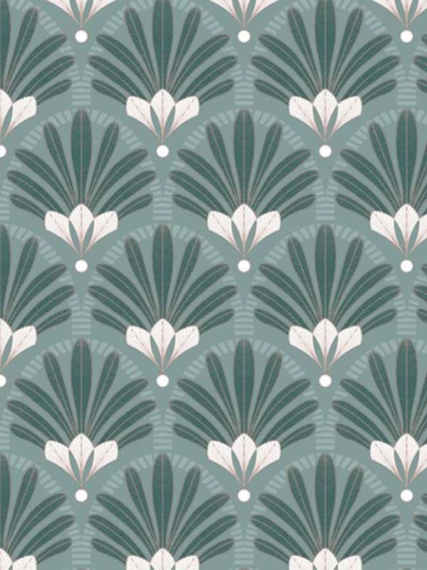 Elysian Fan fabric in green color - pattern number VREL04-335 - by Veer Decor in the Elegance collection