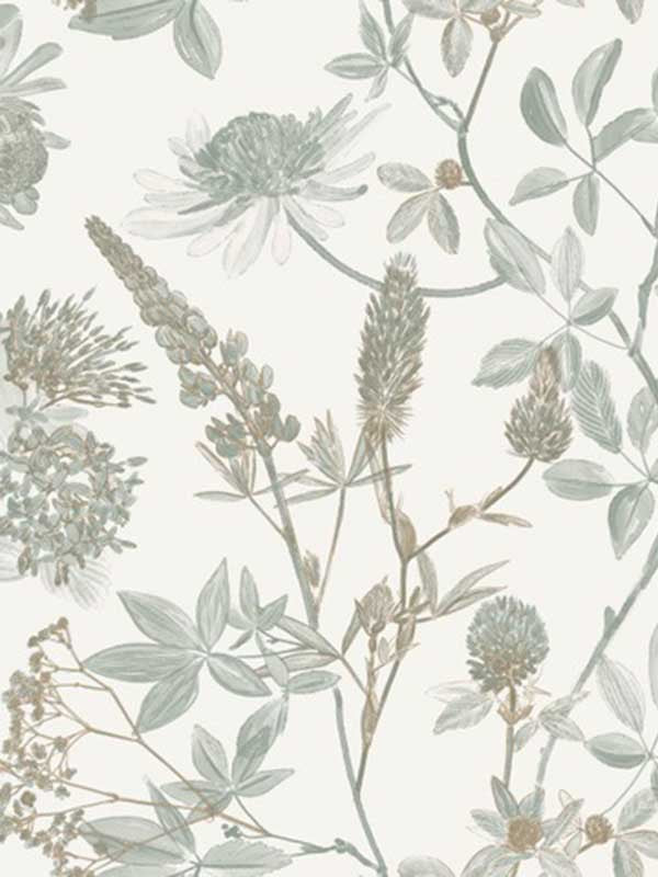 Botanical Print fabric in green color - pattern number VREL04-854 - by Veer Decor in the Elegance collection