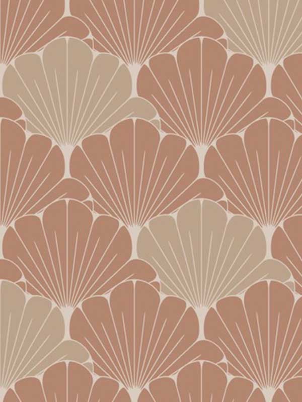 Giant Art Deco Gingko Leaf fabric in orange color - pattern number VREL05-046 - by Veer Decor in the Elegance collection