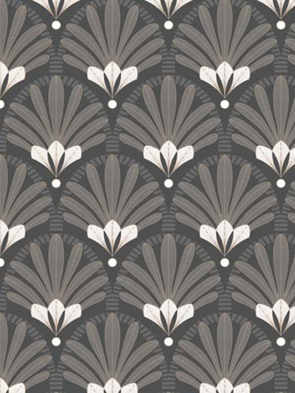 Elysian Fan fabric in black color - pattern number VREL09-335 - by Veer Decor in the Elegance collection