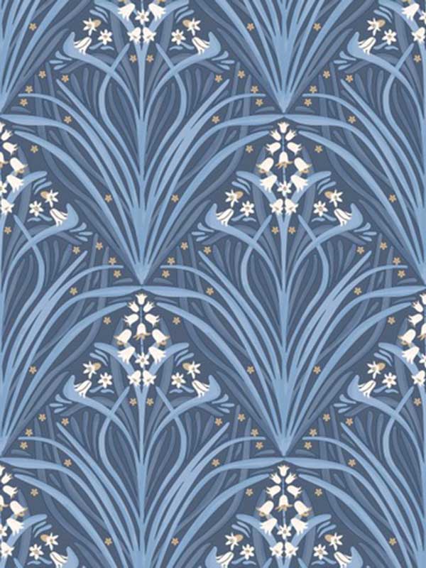 Victorian Bloom fabric in blue color - pattern number VREL10-166 - by Veer Decor in the Elegance collection