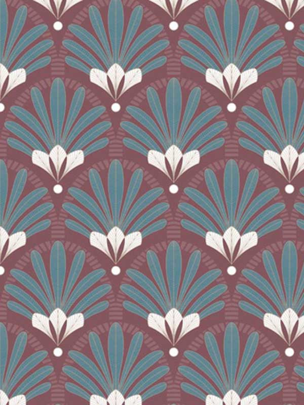 Elysian Fan fabric in red color - pattern number VREL10-335 - by Veer Decor in the Elegance collection