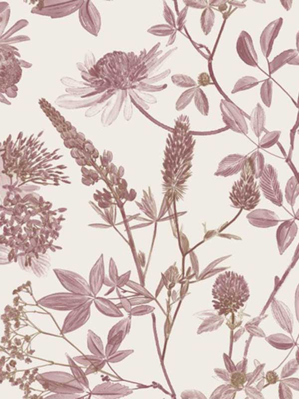 Botanical Print fabric in red color - pattern number VREL10-854 - by Veer Decor in the Elegance collection