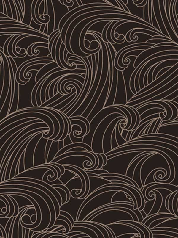 Big Wave fabric in black color - pattern number VREL10-926 - by Veer Decor in the Elegance collection