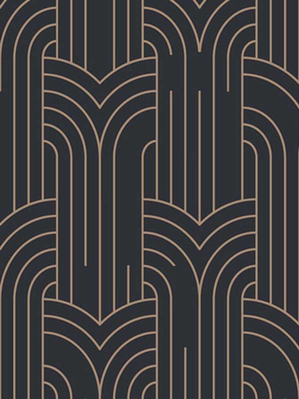 Arch Deco fabric in black color - pattern number VREL19-124 - by Veer Decor in the Elegance collection