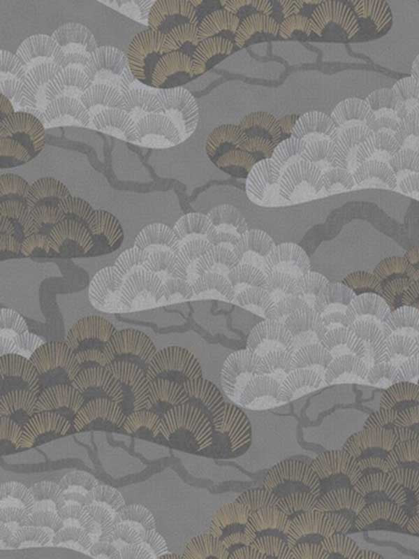 Bonsai Grove fabric in dark grey color - pattern number VREL19-446 - by Veer Decor in the Elegance collection